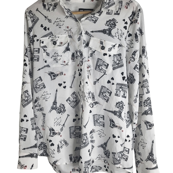 Karl Lagerfeld Black and White Graphic Shirt - Picture 1 of 5